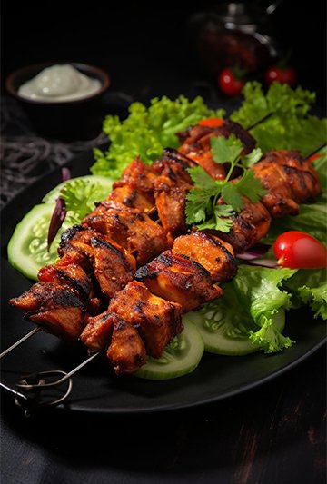 Grilled chicken tikka skewers