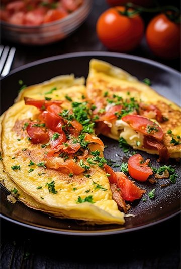 Freshly prepared breakfast omelette